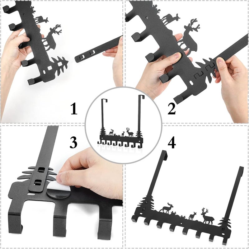 BIELMEIER Over Door Clothes Hanger Shower Room Towel Hook Hanger Over Door Hooks Black 8 Hooks - Image 2